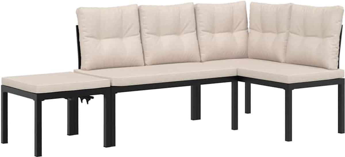 vidaxl loungeset 3 delig staal zwart tuinstoel