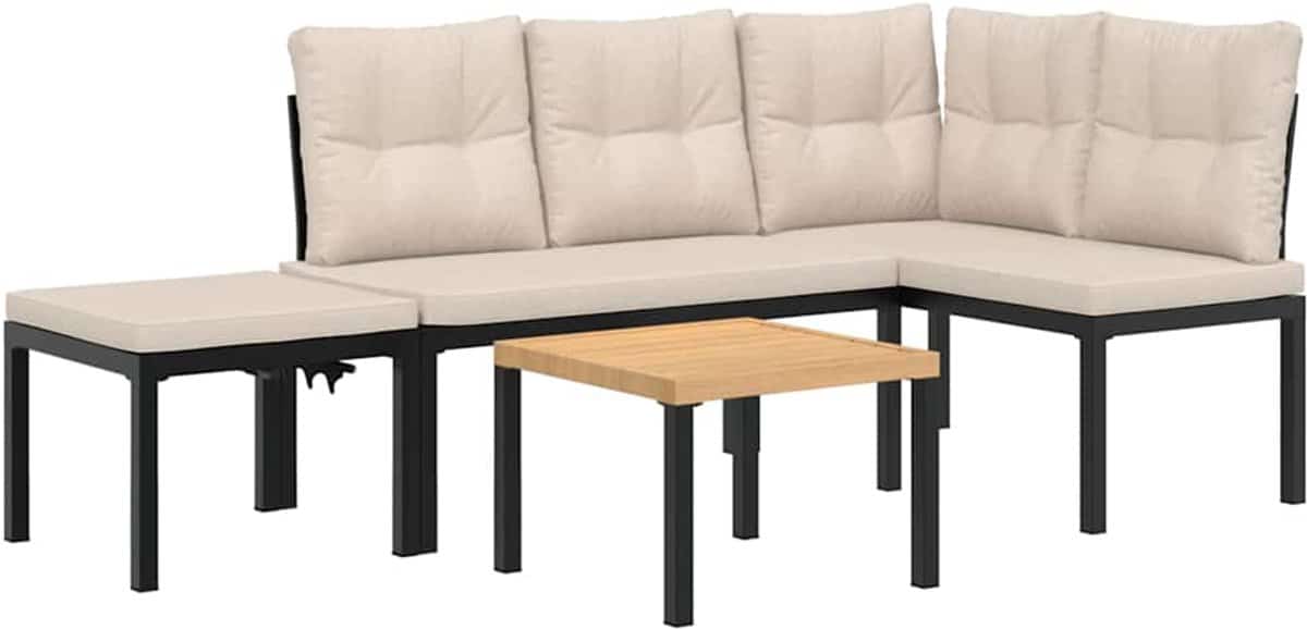 vidaxl loungeset 4 delig staal zwart inclusief