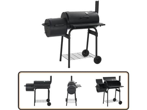 vidaXL Rookbarbecue Houtskool - Zwart - 3 Roosters Rookbarbecue