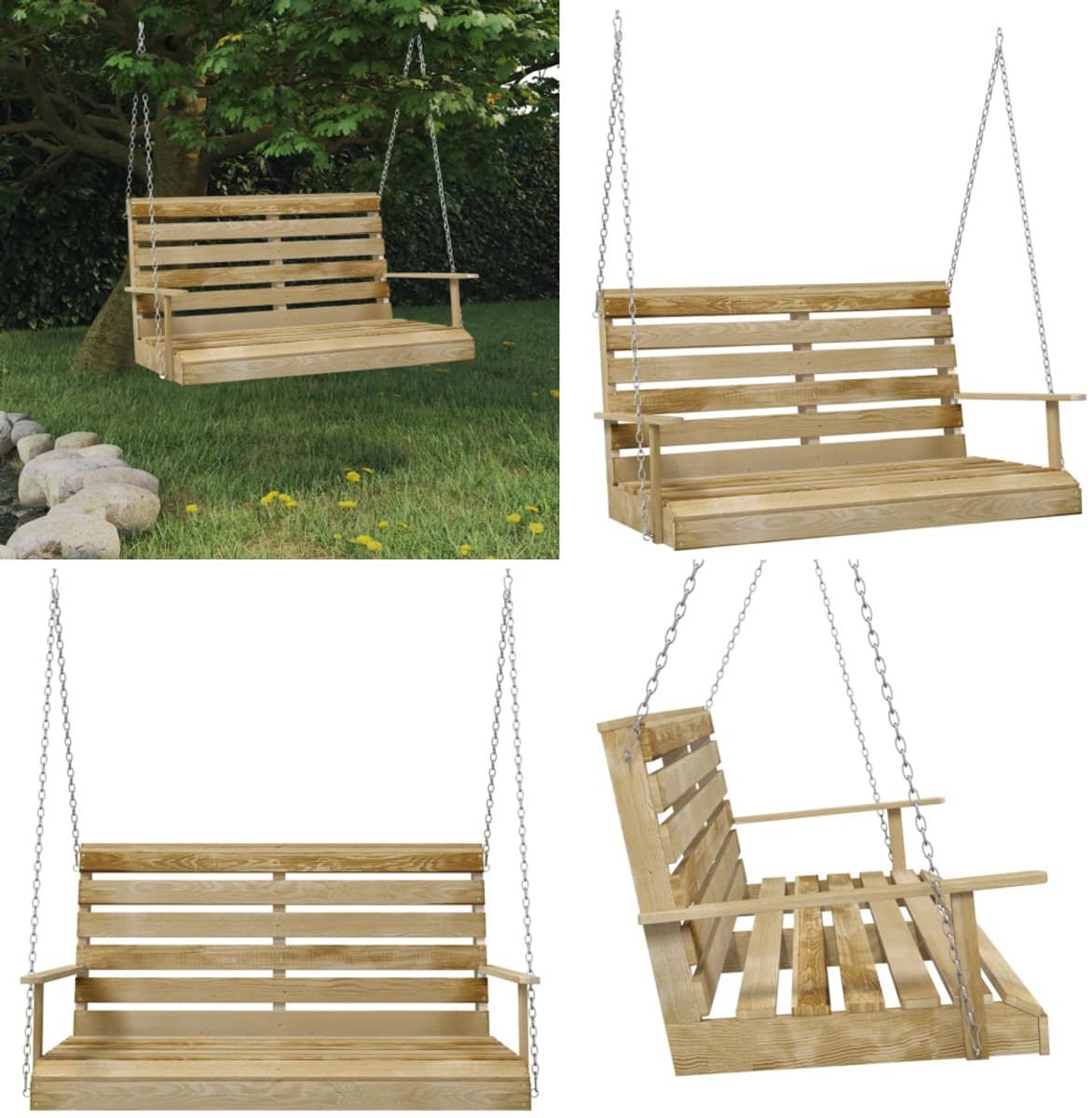 vidaxl schommelbank 110 cm geïmpregneerd grenenhout schommelbank schommelbanken