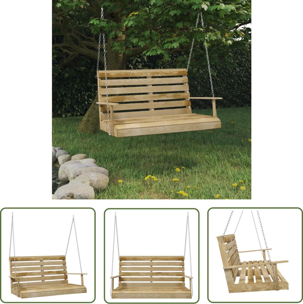 vidaxl tuinset schommelbank schommelbank 110 cm geïmpregneerd grenenhout