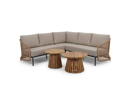 Vienna/Palau hoek loungeset 5 personen | wicker + aluminium | zand | 4-delig - 223x223cm
