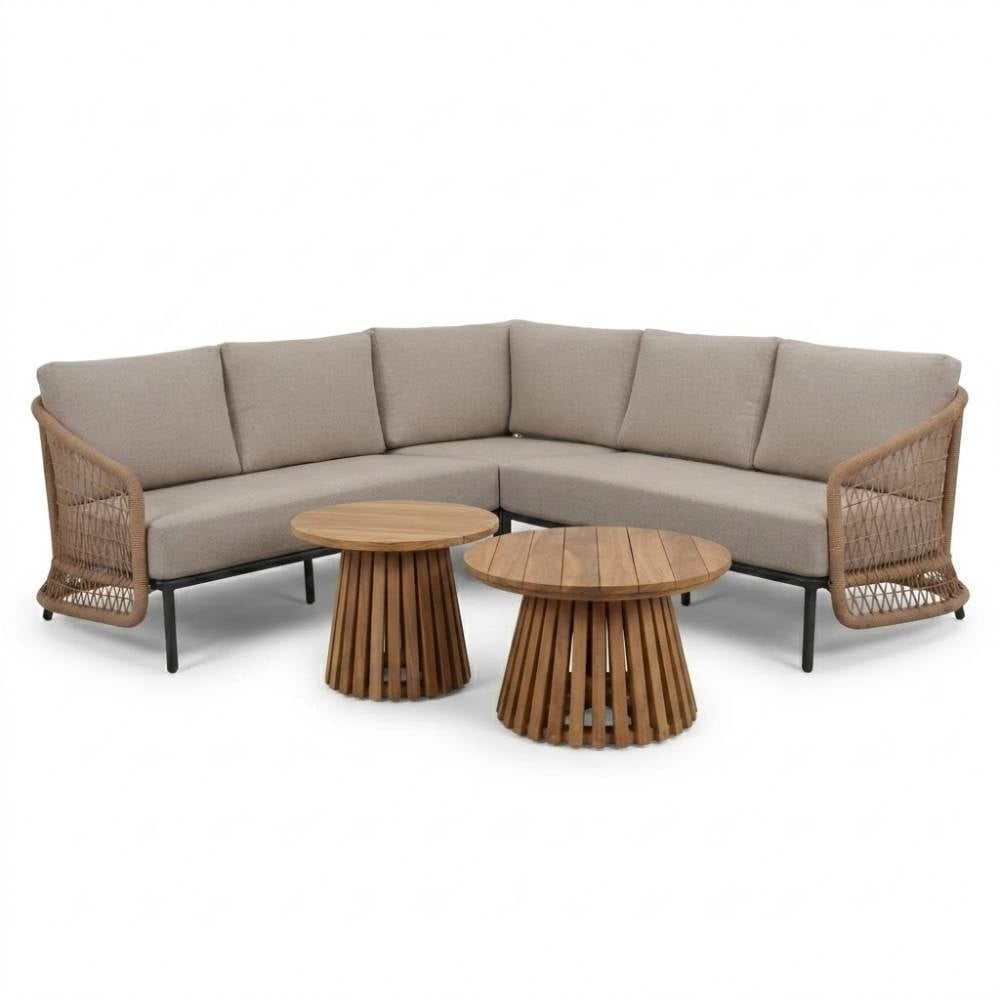 vienna/palau hoek loungeset 5 personen | wicker + aluminium | zand | 4 delig 223x223cm