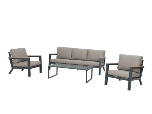 Vita Emerson Loungeset Antraciet met Beige Kussens