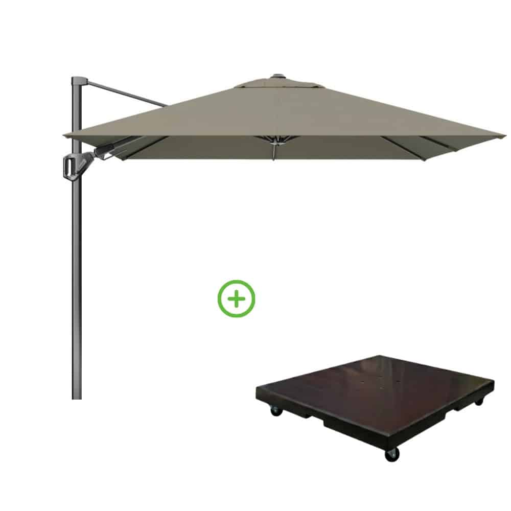voyager t² zweefparasol | 270x270cm met monza parasolvoet 90kg | taupe