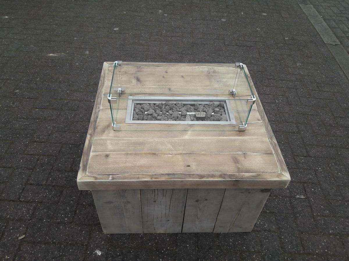 vuurtafel block terrasverwarmer gebruikt steigerhout 80x80x50cm
