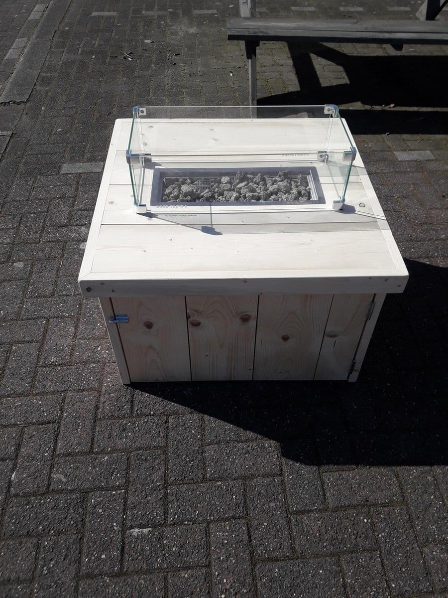vuurtafel block terrasverwarmer nieuw, blank steigerhout 80x80x50cm