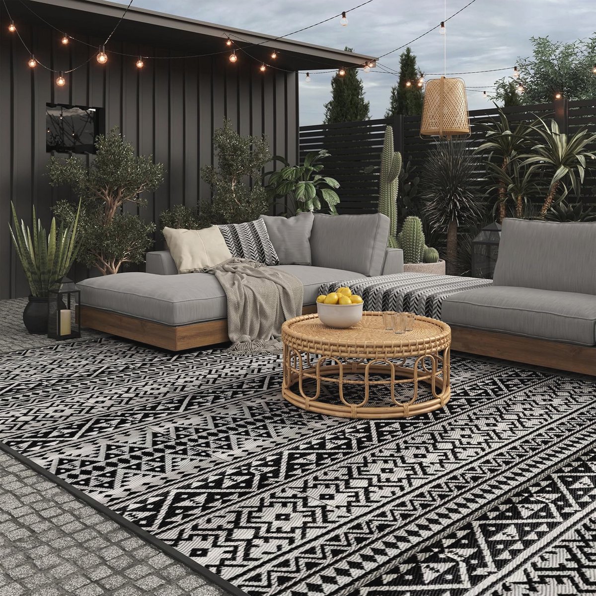 weerbestendig buitenkleed 270×400 cm kunststoftapijt voor picknick en terras