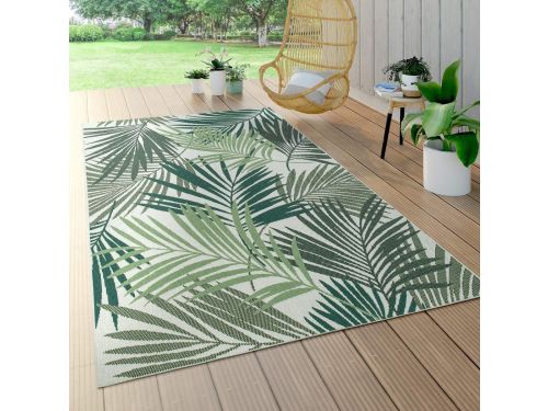 Weerbestendig Buitenkleed met Tropisch Palm- en Bloemenpatroon Groen