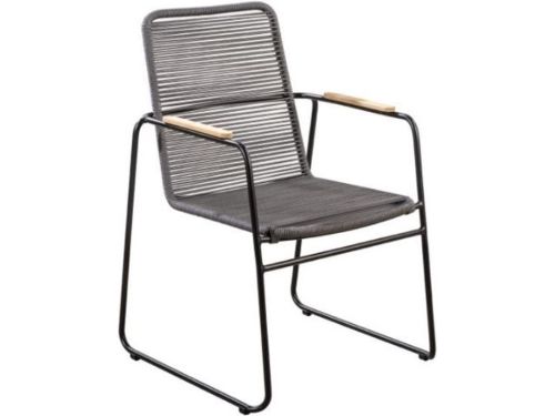 Yoi - Wasabi stackable dining chair alu black/rope dark grey