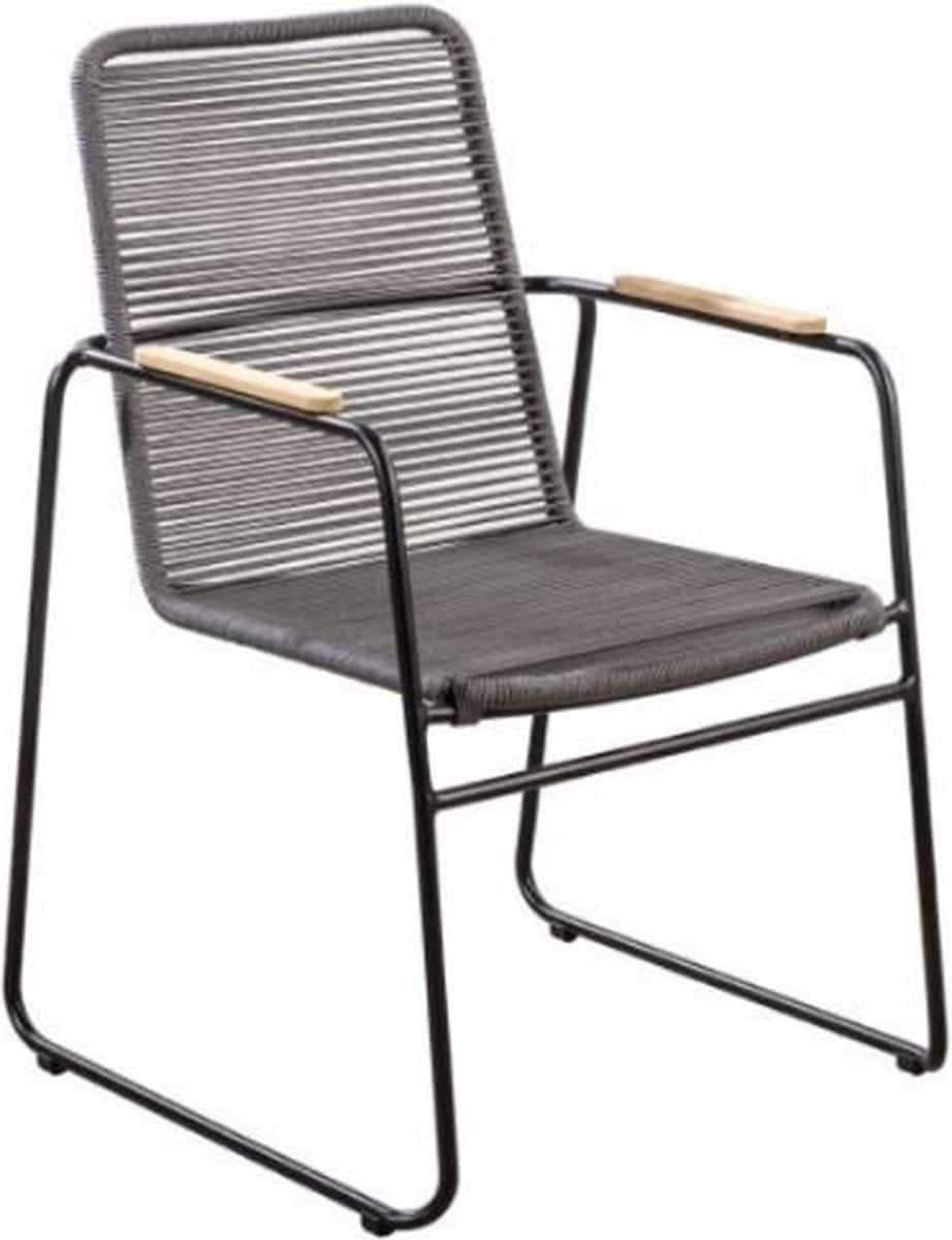 yoi wasabi stackable dining chair alu black/rope dark grey