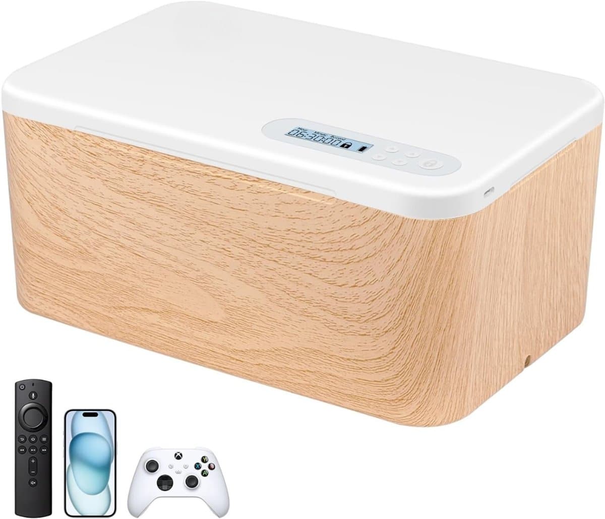 yor® telefoonkluis opbergbox timerbox houtnerf 15cm