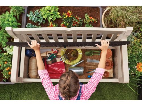 Zitbank Eden voor balkon en tuin, geïntegreerde kussenbox met 265
