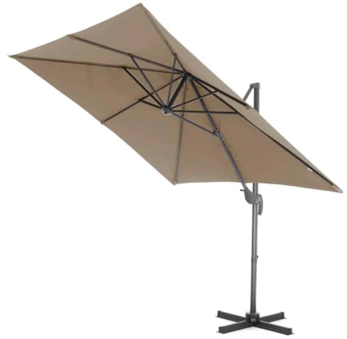 zweefparasol 250×250 cm kantelbaar en 360° draaibaar taupe