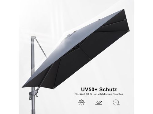 Zweefparasol 270x350 cm met Parasolstandaard - Luxe Aluminium Hangparasol met