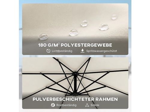 Zweefparasol 295 cm - Kantelbare Tuinparasol met Zwengel, Kruisvoet