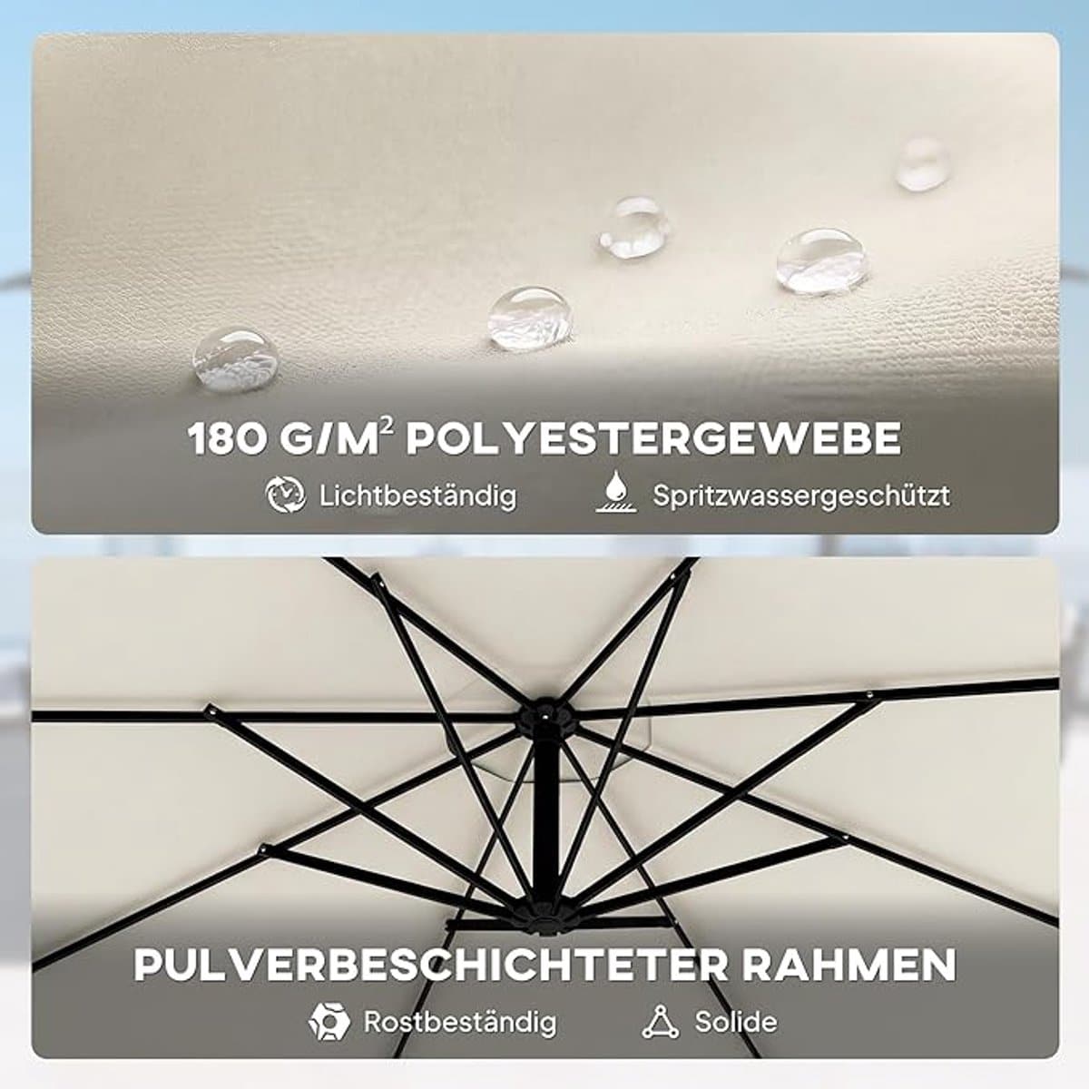 zweefparasol 295 cm kantelbare tuinparasol met zwengel, kruisvoet
