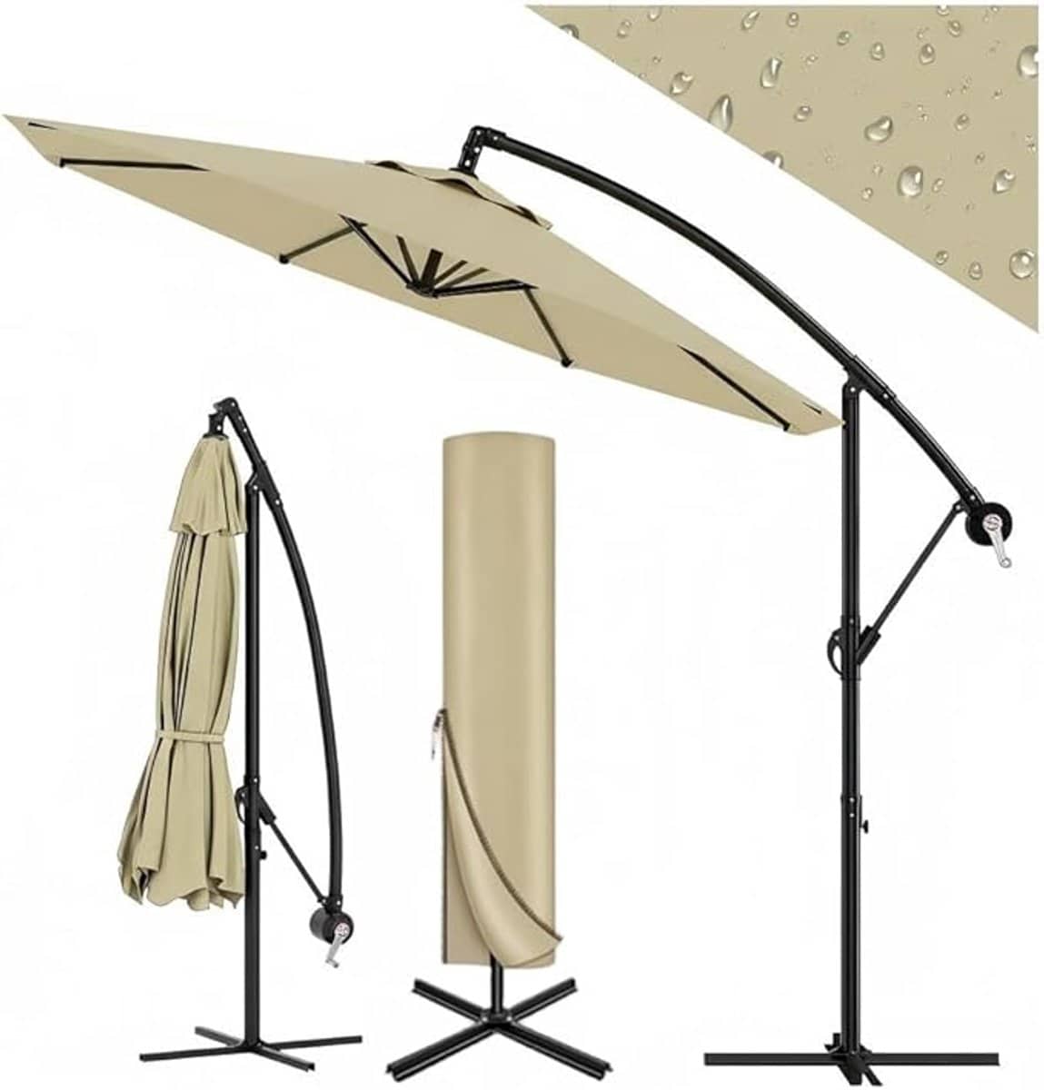 zweefparasol 300 cm (3m) kantelbaar met zwengel, uv