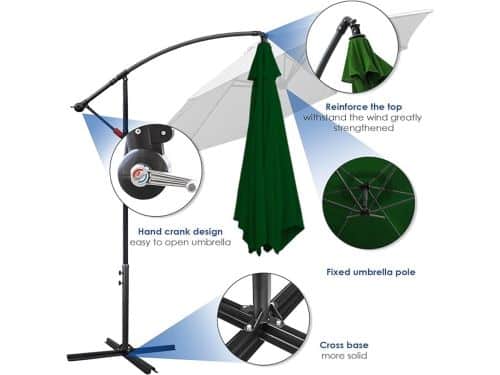 Zweefparasol 300 cm Aluminium - Kantelbare Ampelscherm met Zwengel