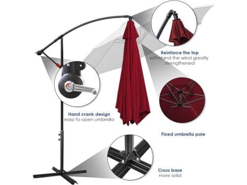 Zweefparasol 300 cm Aluminium met Zwengel en Kantelfunctie