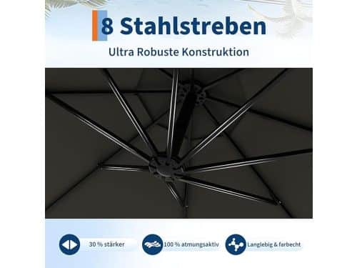 Zweefparasol 300 cm x 255 cm - Grote Kantelbare Tuinparasol