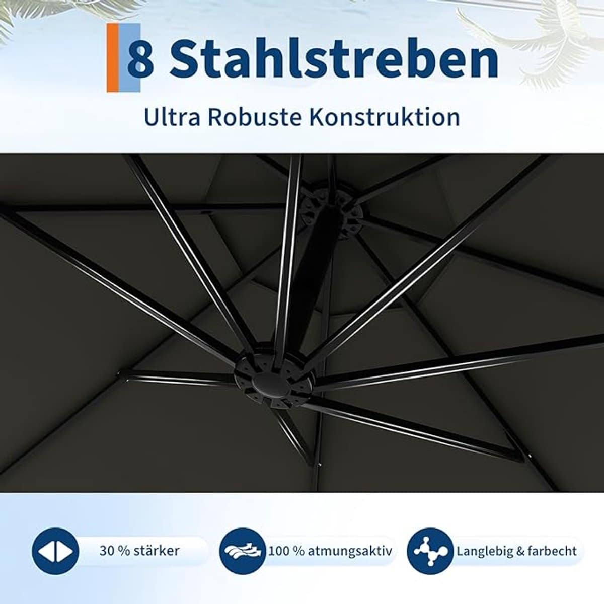 zweefparasol 300 cm x 255 cm grote kantelbare tuinparasol