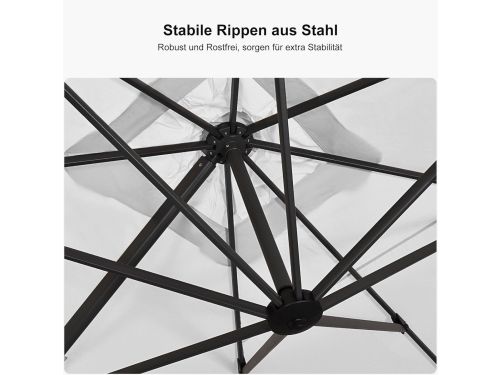 Zweefparasol 300x300 cm Aluminium Wit - Grote Vierkante Parasol met