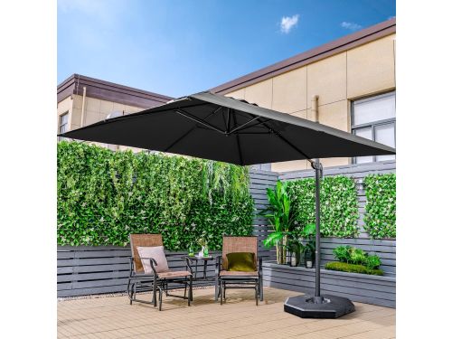 Zweefparasol 300x300 cm - Grote Vierkante Terrasparasol 360° Draaibaar &