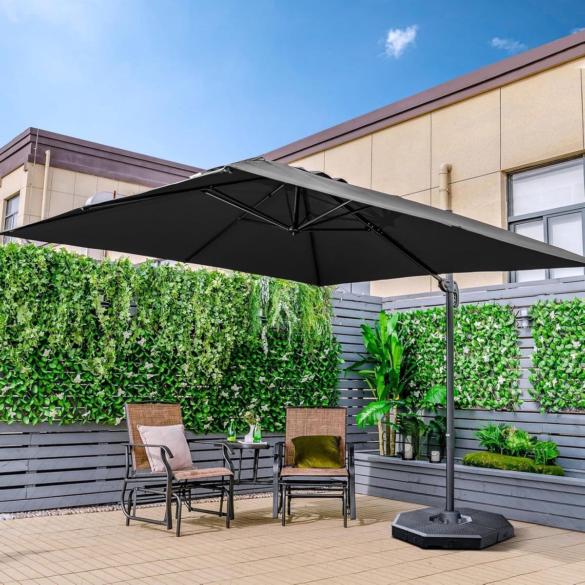 zweefparasol 300×300 cm grote vierkante terrasparasol 360° draaibaar &
