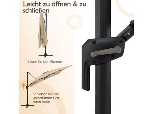 Zweefparasol 300x300 cm Vierkant - Kantelbaar & 360° Draaibaar