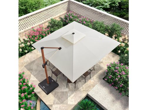 Zweefparasol 330x330 cm Vierkant - Dubbel Dak - 360° Draaibaar