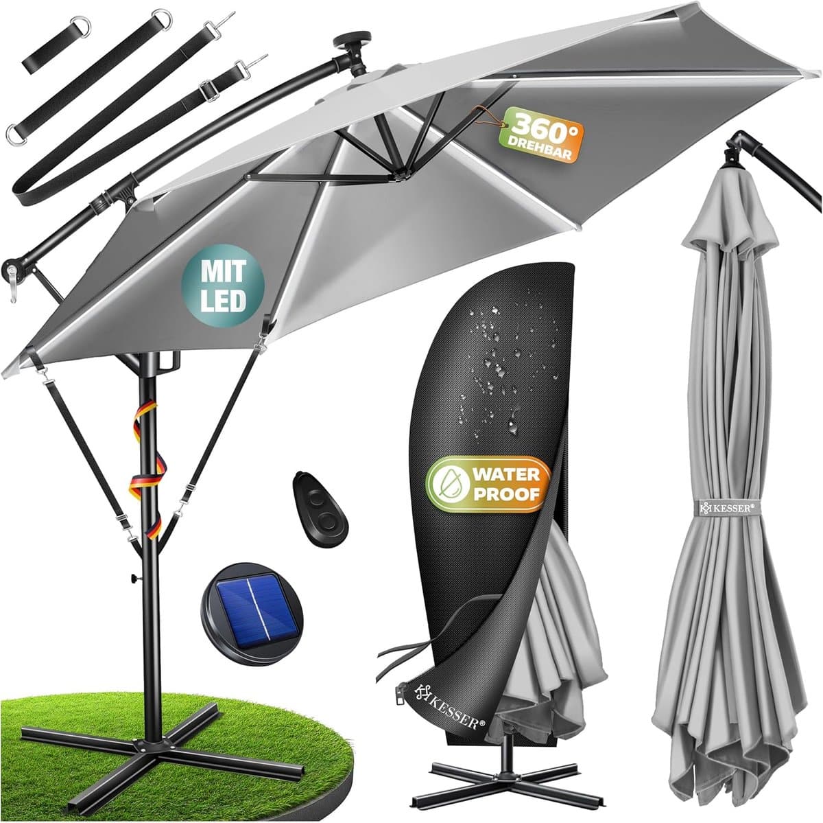 zweefparasol aluminium tuinparasol buiten schaduw creëren ledverlichting