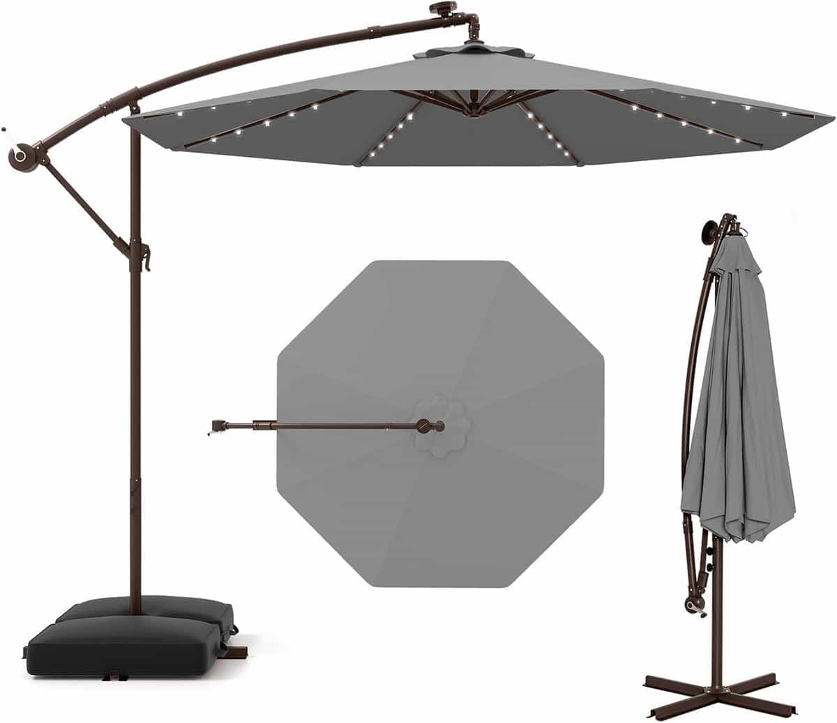 zweefparasol balkonparasol tuinparasol buiten zonnen 40 led