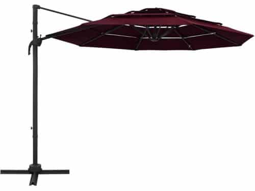 Zweefparasol Bordeauxrood - Tuinparasol Marktparasol - Terras Buiten - 4-Laags