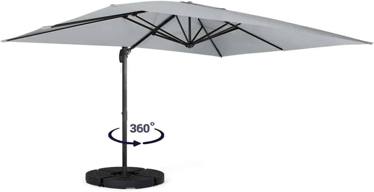 zweefparasol buitenparasol schaduwdoek terras beschutting 360 graden