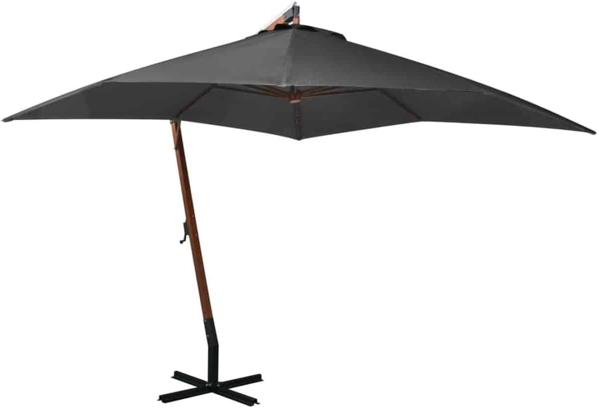 zweefparasol hangende parasol terras zonwering massief houten