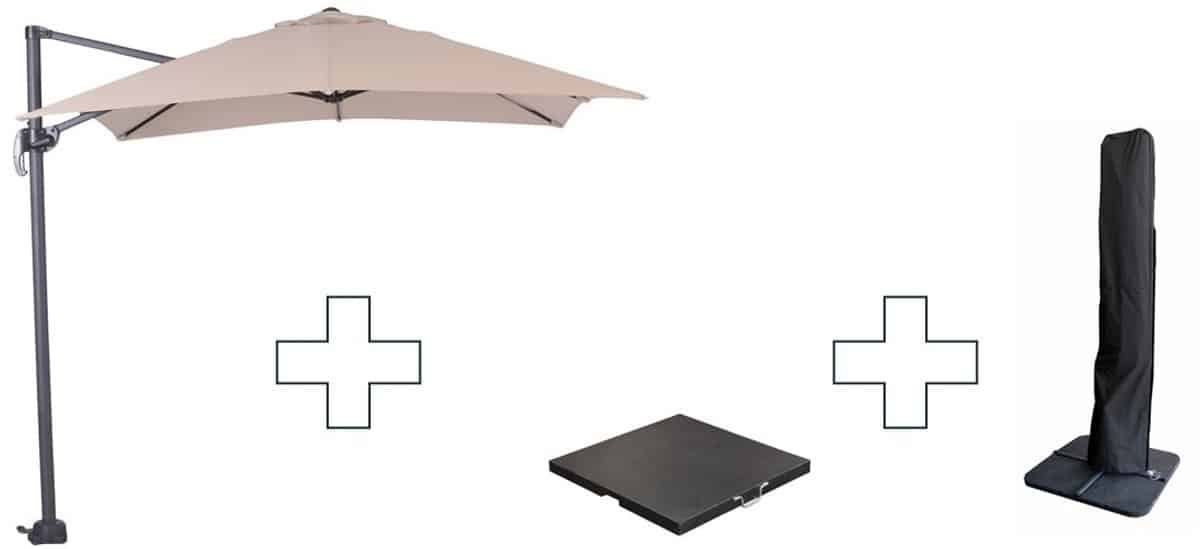 zweefparasol hawaii s met voet en hoes ecru