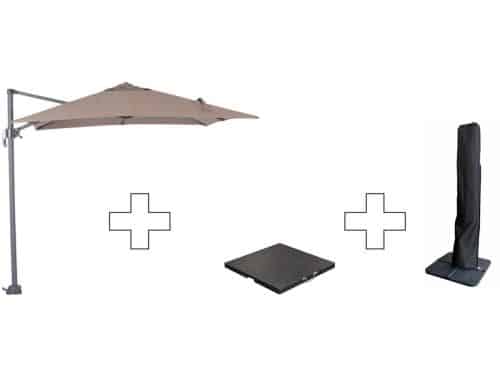 Zweefparasol Hawaii S - met voet en hoes - Taupe