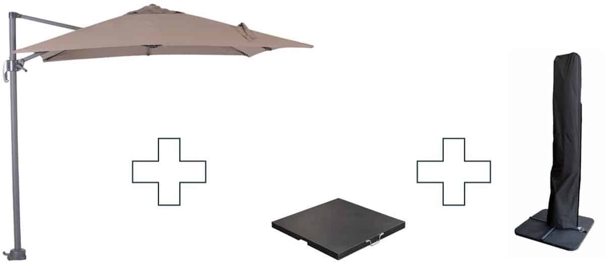 zweefparasol hawaii s met voet en hoes taupe