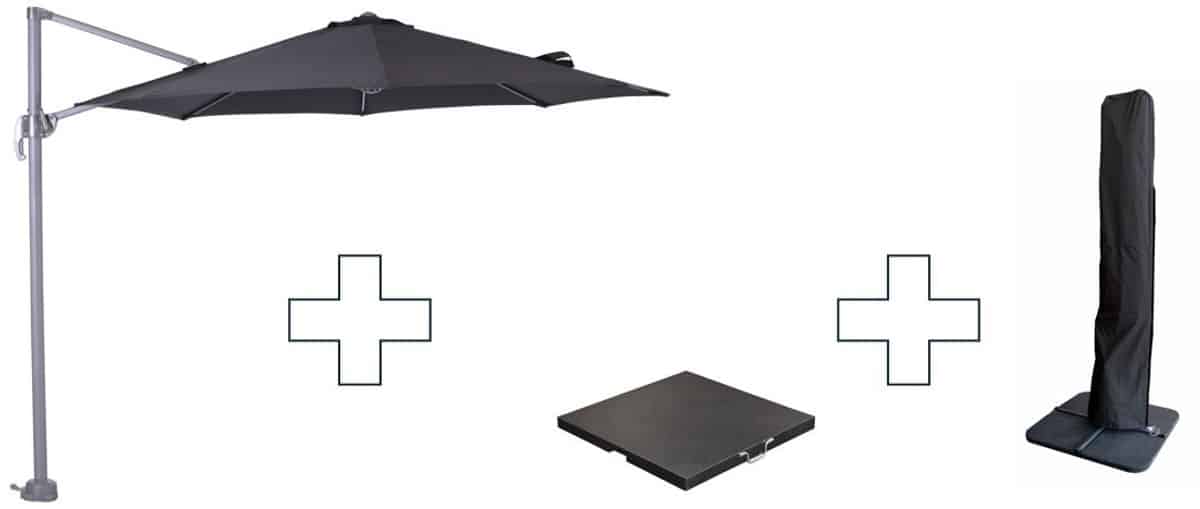 zweefparasol hawaii s met voet en hoes zwart