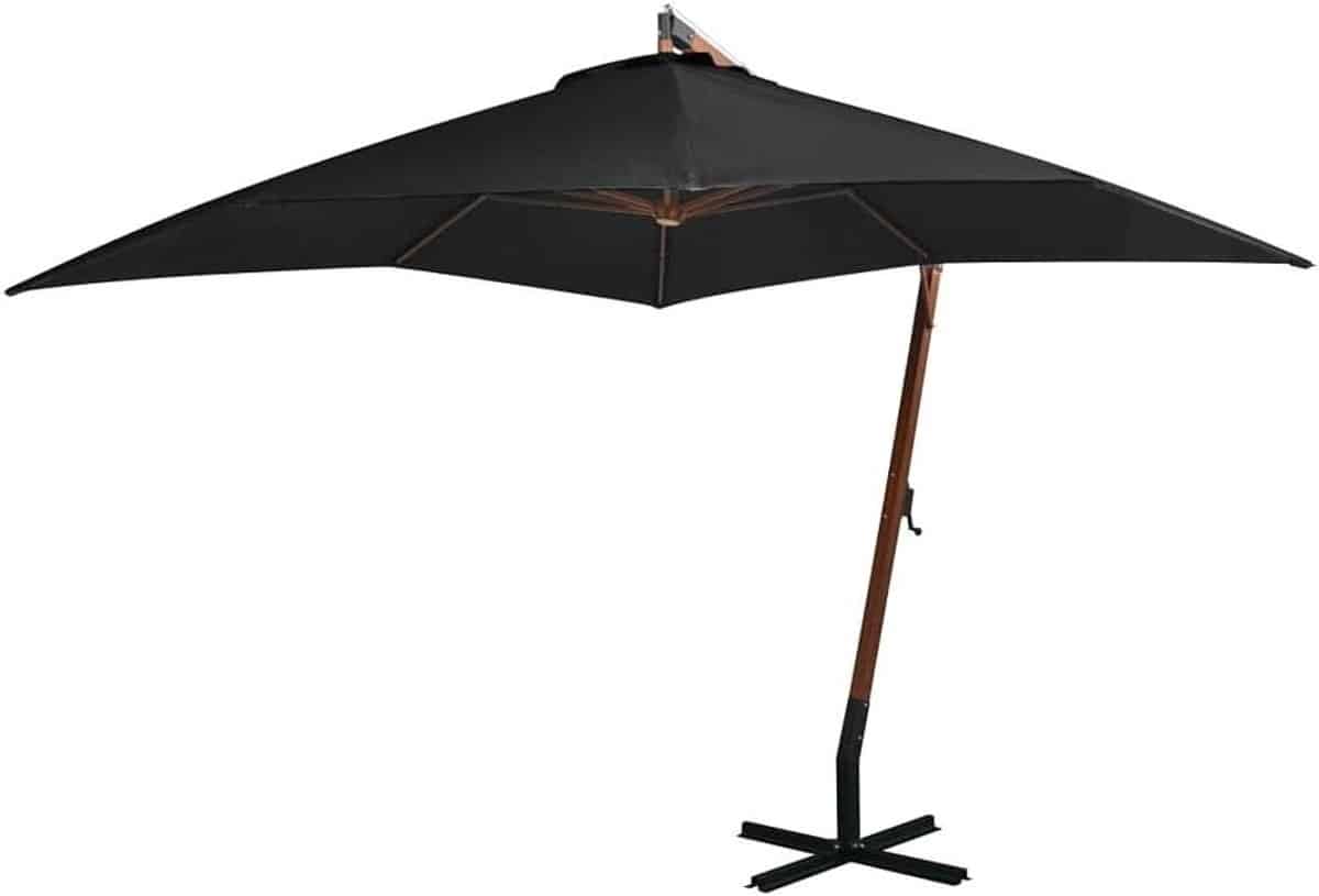 zweefparasol hout buiten schaduw terras ontspannen vrije