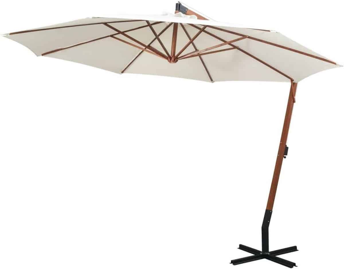 zweefparasol houten paal hangparasol tuinparasol terras ontspannen