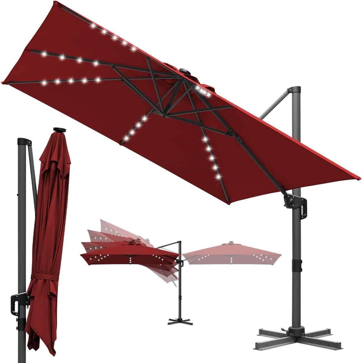 zweefparasol met led tuinparasol zonnescherm buiten ontspannen