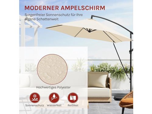 Zweefparasol Ø310 cm Rond - Kantelbaar & Draaibaar, UV