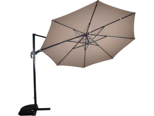 Zweefparasol Ø350 cm Taupe met Kruisvoet en Auto Tilt