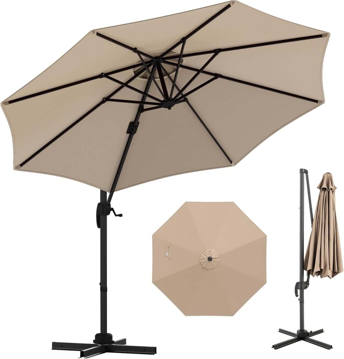 zweefparasol terrasparasol buitenscherm schaduw creëren 5 voudig kantelbaar