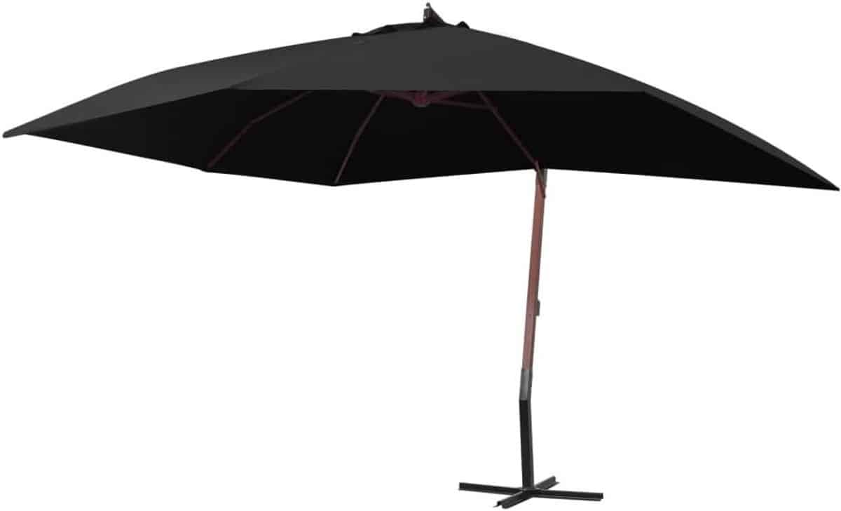 zweefparasol tuinparasol schaduwdoek buiten ontspannen houten mast
