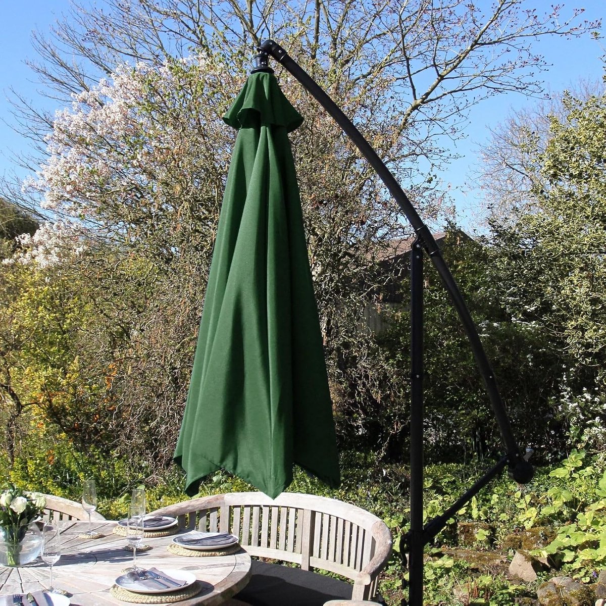 zweefparasol vierkant tuin schaduwdoek terras ontspanning draaibaar