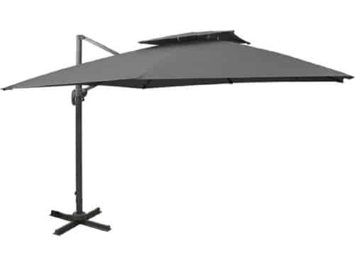 Zwevende parasol Antraciet met dubbel dak | Watervast - UV