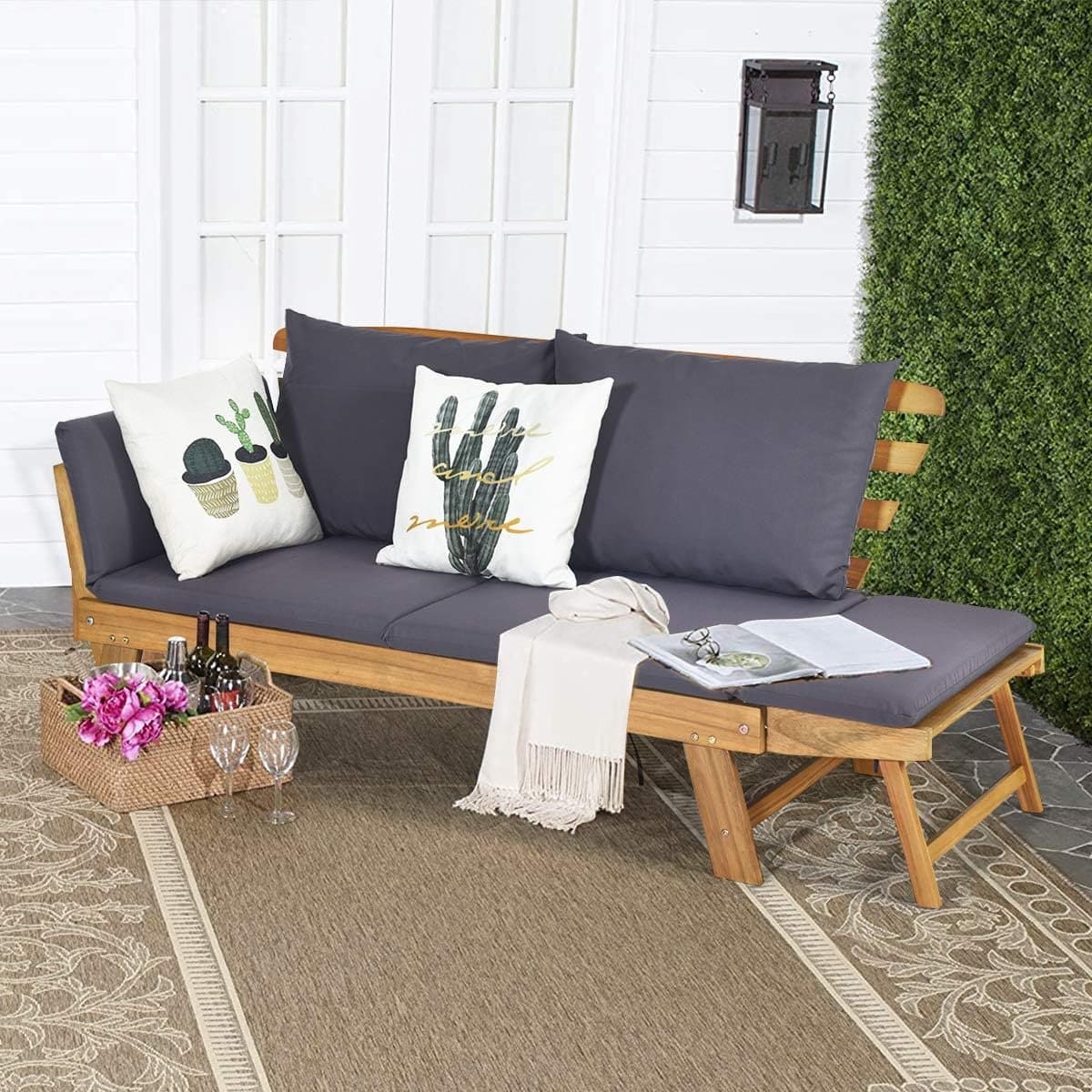 3 zits tuinbank met ligfunctie 198 x 75 x 75 cm